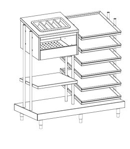 Диспенсер для подносов, приборов, стаканов и хлеба Apach Chef Line Ldtсgb713
