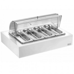 Поднос для столовых приборов с крышкой Roll-Top на дерев. Основании, цвет белый 511B3900