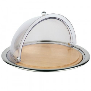 Поднос для сыра D45См H24См, с крышкой Roll-Top, S/S+Дерево+П/К 09085Aps